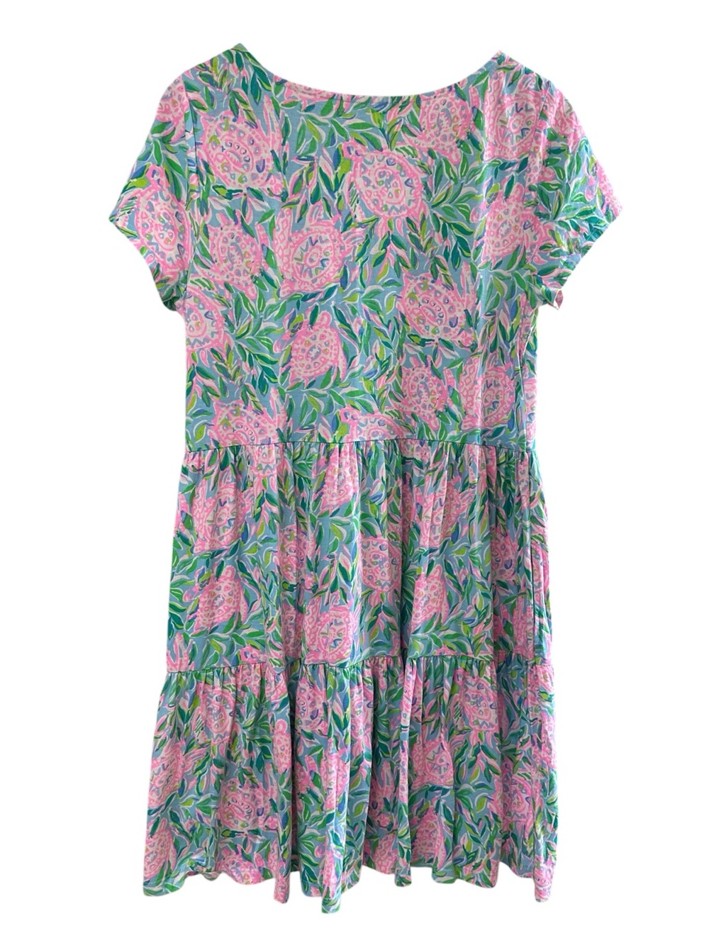 Lily Pulitzer Geanna Swing Mini Dress Size Large Turtle Print Pink Green - Picture 5 of 8